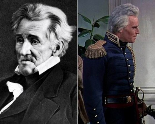 The real Andrew Jackson and Charlton Heston as Jackson in The Buccaneer (1958)