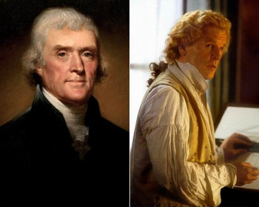 The real Thomas Jefferson and Nick Nolte as TJ in Jefferson in Paris (1995)