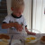 Alex adds the milk and cinnamon to the eggs. Then the kids mixed it up. Alex adds the milk and cinnamon to the eggs. Then the kids mixed it up.
