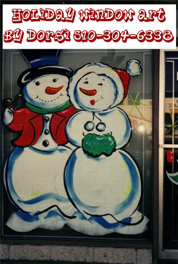One of my favorites that I paint - these fun snow people I did this on a customers store-front window for Christmas one year.