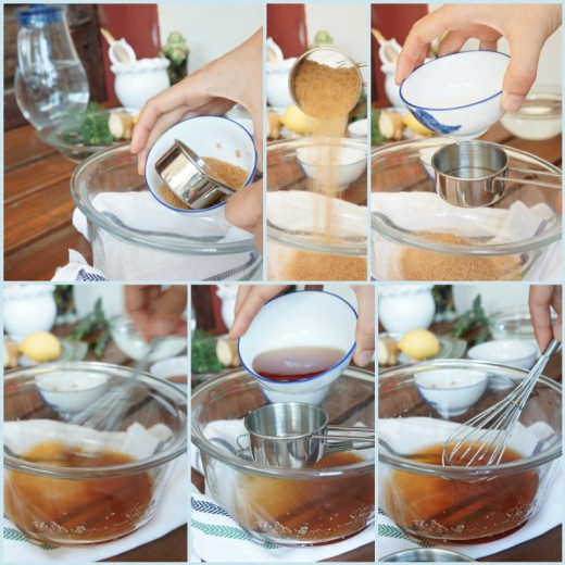 Mix sugar with vinegar till dissolves then add fish sauce and mix. Taste if you need to adjust anything according to your personal taste and varying of ingredients. 
