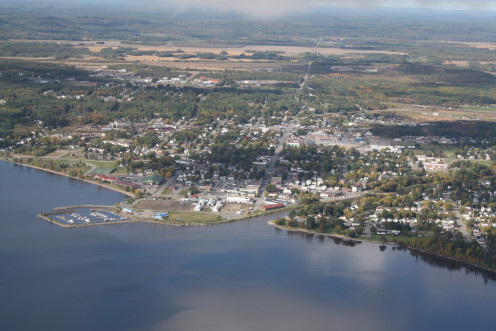 New Liskeard waterfront from the air.