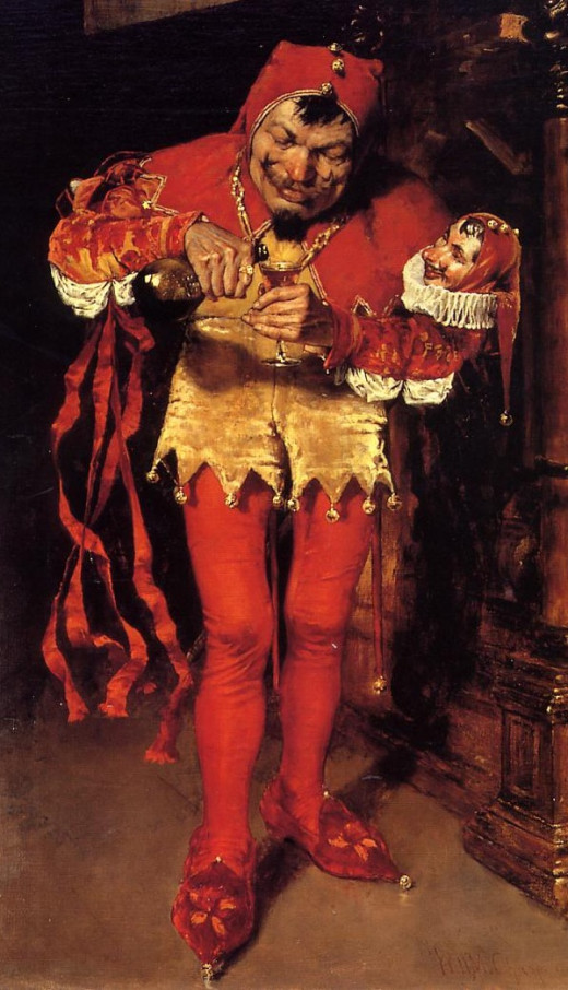 A Jester prepares to go on stage A Jester prepares to go on stage