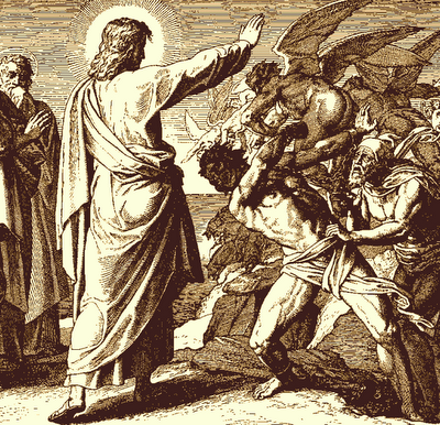 Representation of Jesus casting out demons