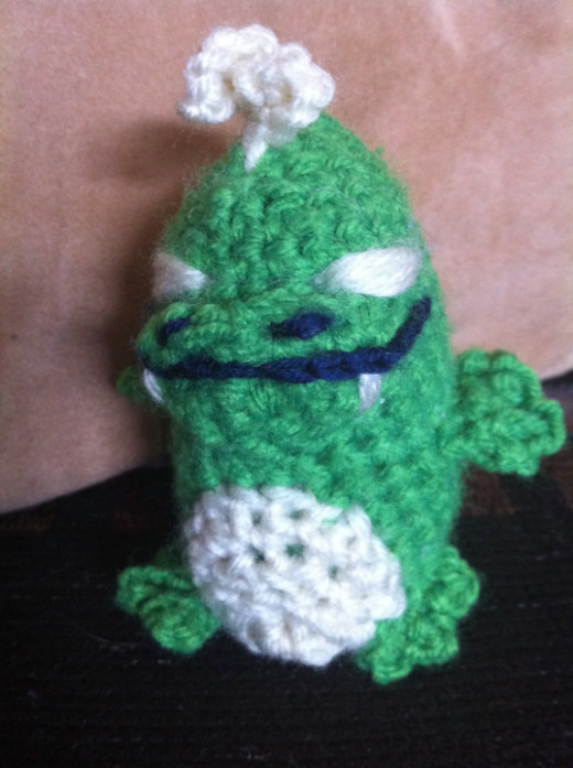 My first official amigurumi character, Kaiju.