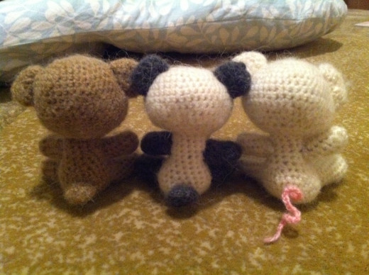 Crochet bear, panda, mouse