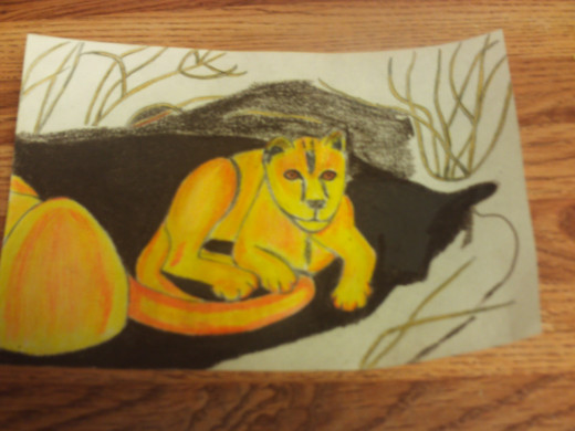 Adding the lighter sepia tones on the lighter areas of the ground.