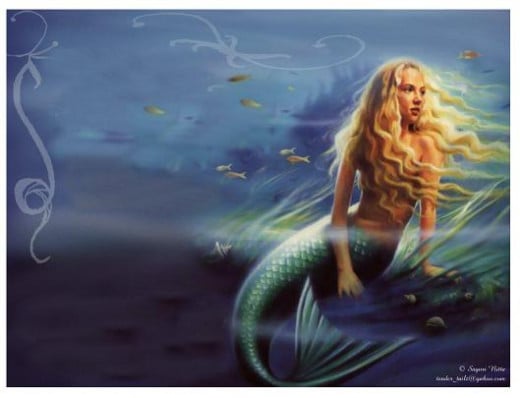 Mermaids, the female gender of merfolk, appear as half-human and half-fish hybrids.