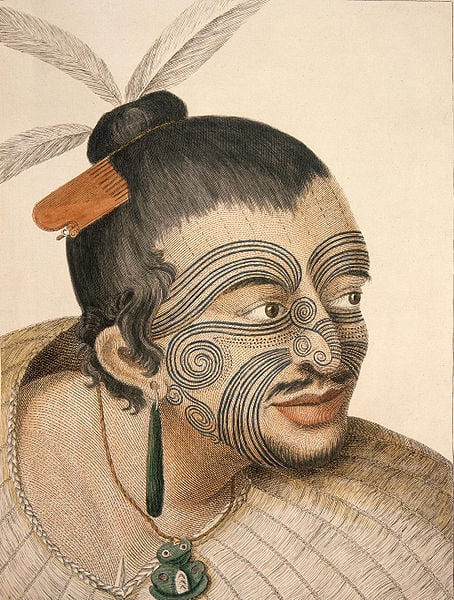 This Maori chief's tattoo's originate from the elaborate designs that adorned Polynesian Lapita pottery.