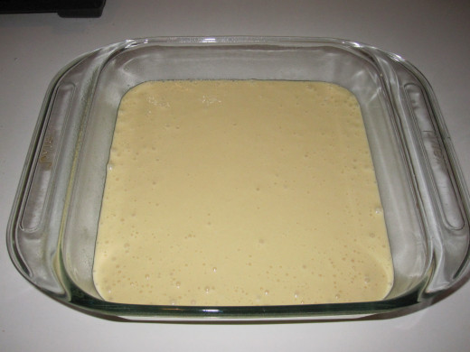 Pour batter into your preferred pan. This is a square 8x8inch.