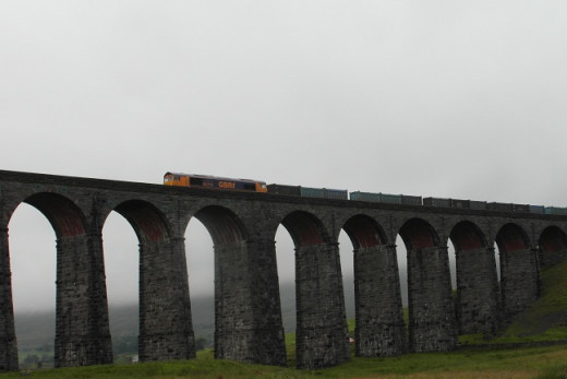 Ribblehead viaduct with freight train (P9)