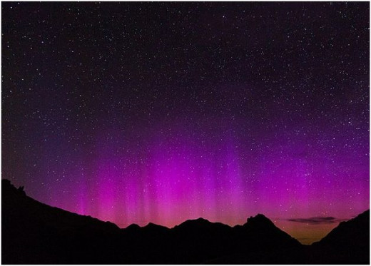 Aurora Borealis over Badlands, South Dakota