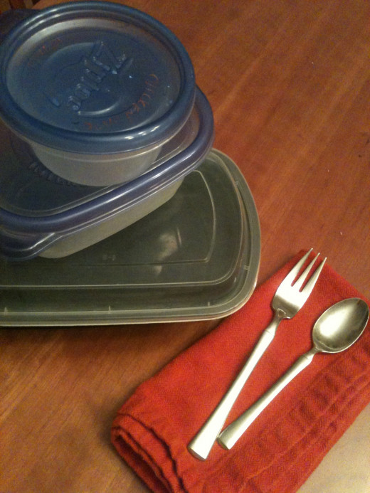 Go for zero-waste by packing food in reusable (and eventually recyclable) containers and by bringing your own napkin and silverware.