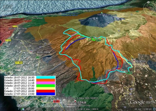 Map showing the area of the fire.  Source: website of Gobierno de Canarias