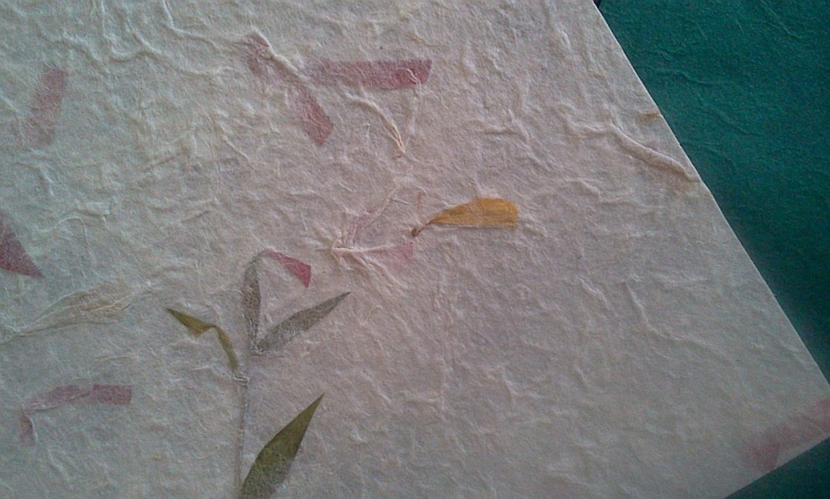 Heavy, textured mulberry paper with flower inclusions