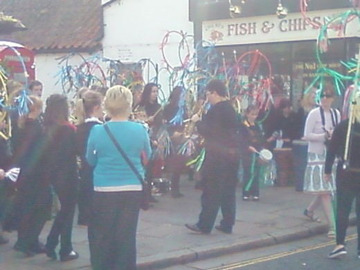 Sandwich Technology School providing the rousing music for the occasion. Also getting away with displaying the Olympic symbol of the rings... 