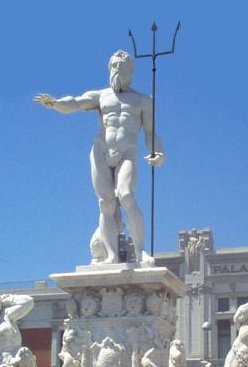 Statue of the Greek god, Poseidon (Roman god, Neptune), ruler of the sea.