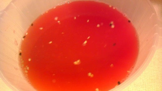 Pressed watermelon juice.  Just look at that natural pinkness!
