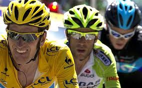 Bradley Wiggins in the yellow jersey
