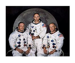Neil Armstrong and "Buzz" Aldrin became the first humans to set foot on the moon. Michael Collins stayed aboard the command module.