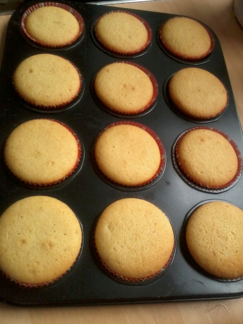 my homemade vanilla cupcakes after baking