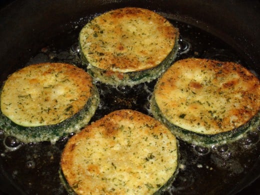 The fried zucchini is done cooking!