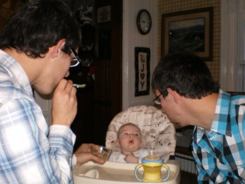 Josh(left) and Jon(right) admiring our best friends baby boy, David!