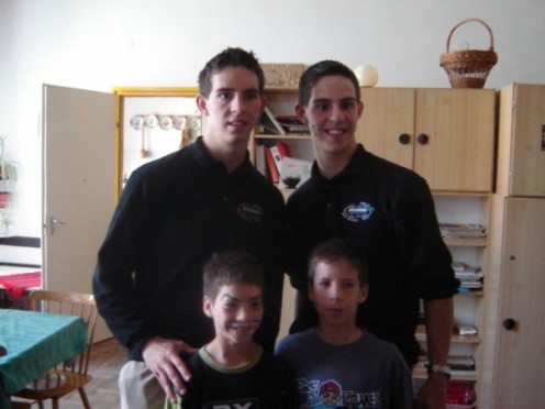 Jon(left) and I (right)  with some twin boys in Hungary!
