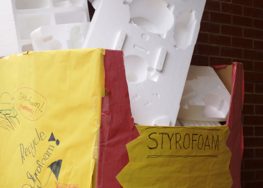 While styrofoam packing peanuts are accepted for reuse at most shipping stores, it may be harder to find a place that recycles larger pieces.