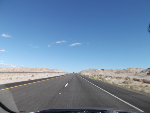 Driving a Nevada highway, en route to Tonopah.