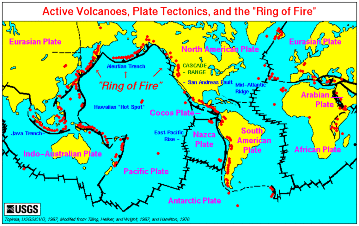 Atlantic Ocean Volcanoes Map 