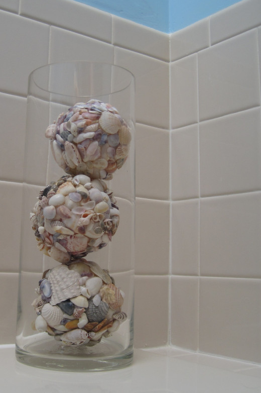Homemade shell decor balls.