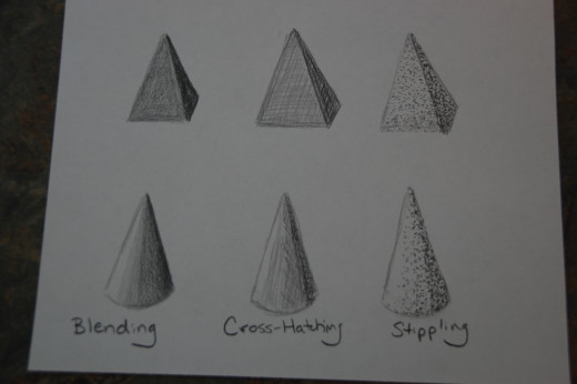 Shaded pyramids and cones