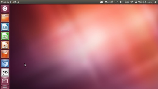 Screenshot of Ubuntu home screen; taskbar is to the left