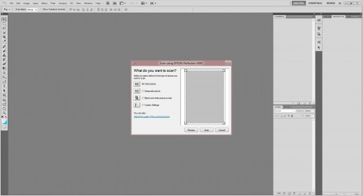 (4.) Click 'Preview' and if happy with the resulting preview image click 'Scan'