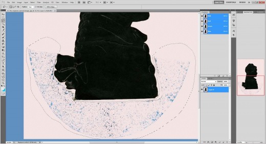 (10.) Delete selected background until the canvas is as blank as possible but leaving the silhouette intact.