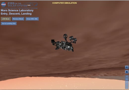 Yeah, it's computer graphics (plus Mars topographical data) but here's where Curiosity is now.