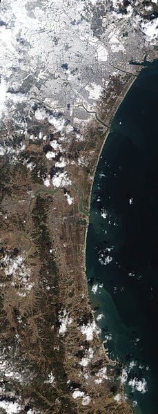 Earthquake along the coast of Japan 2011 as seen from space