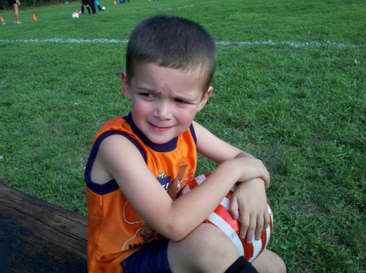 Taking a break at Soccer Practice!