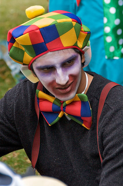 Wonder what is on this clown's mind?