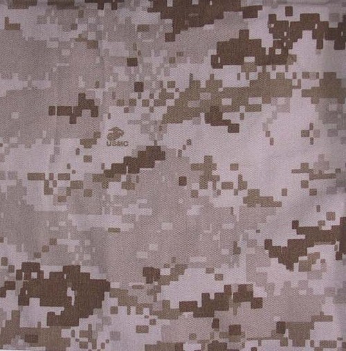 This modern camouflage made up of little squares is a highly effective pattern for blending in.  This pattern developed by the United States Marine Corps is also called MARPAT.