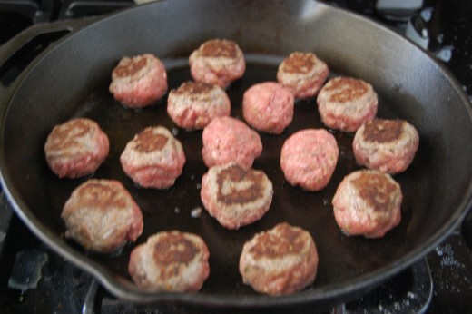 Browning the meatballs