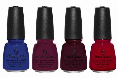 China Glaze Man Hunt, Puur-fect Plum, Call of the Wild, Adventure Red-y