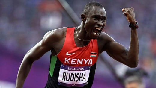 David Rudisha after winning gold at London Olympics 800m final in a world record time of 1:40.91