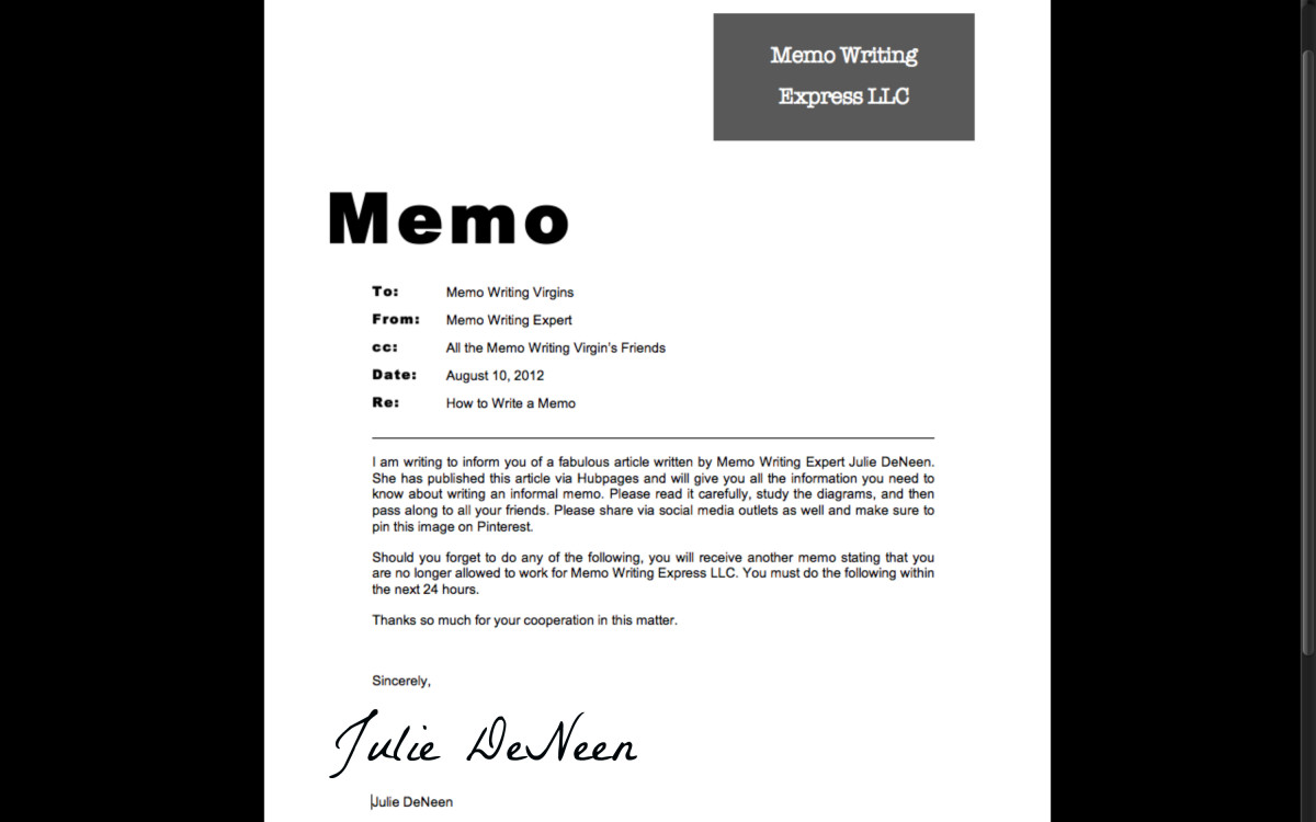 how to write a memorandum letter