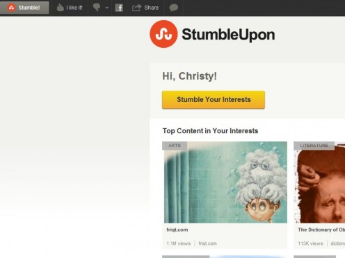 Screenshot of StumbleUpon toolbar in Google Chrome.