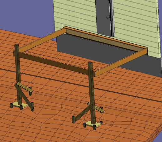 Fig 5. Temporary posts secured at the deck header