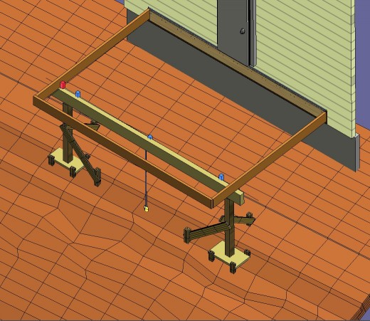 Fig 6. Dropping a plumb bob to locate the header