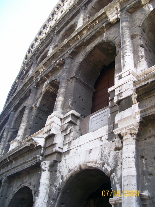Looking up on The Roman Coliseum