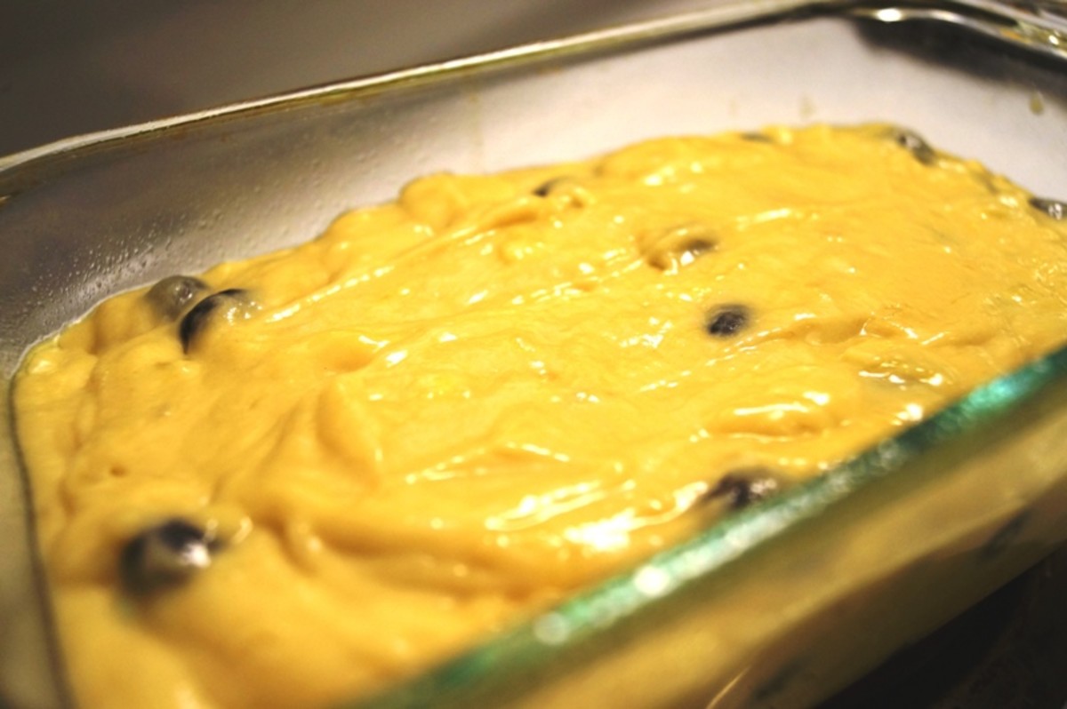 Pour batter into loaf pan and bake at 350 for about 50 minutes.